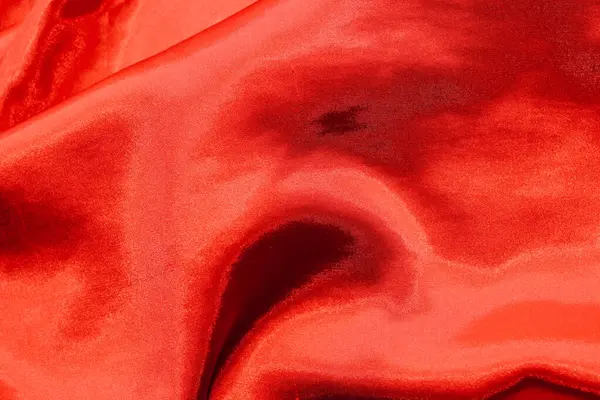 Κόκκινη Γυαλιστερή Υφή Μεταξένιου Σατέν Πτυχώσεις — Φωτογραφία Αρχείου