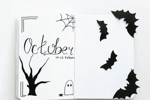 The layout of the Bullet Journal\'s Halloween theme