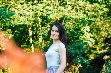 Portrait of a beautiful woman with long black hair