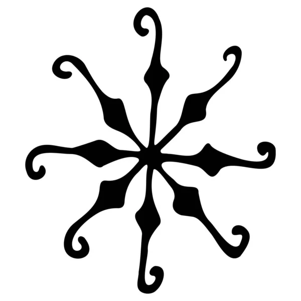 Handgezeichnete Doodle Schneeflocke Element Auf Weißem Hintergrund — Stockvektor