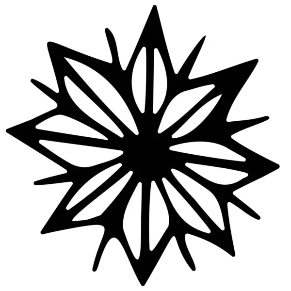 Handgezeichnete Doodle Schneeflockenblume Element Auf Weißem Hintergrund — Stockvektor