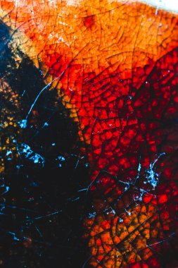 Kahverengi kırık cam dokusu, yakın plan.