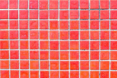 Kırmızı mozaik karoların dokusu, yakın plan.