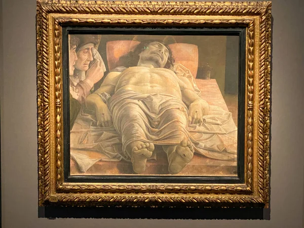 Milan Itálie Slavná Malba Andrey Mantegny Názvem Mrtvý Kristus Hrobce — Stock fotografie