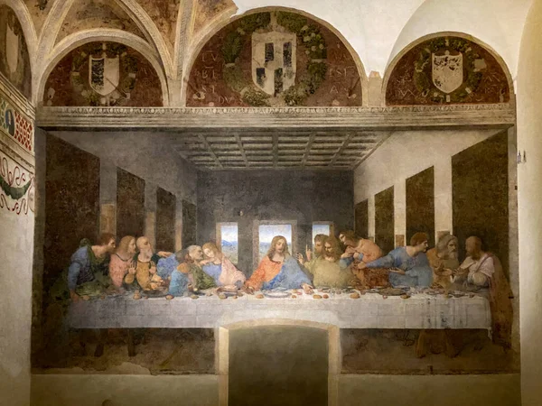 Milão Itália Última Ceia Italiano Cenacolo Leonardo Vinci Pintura Mais — Fotografia de Stock