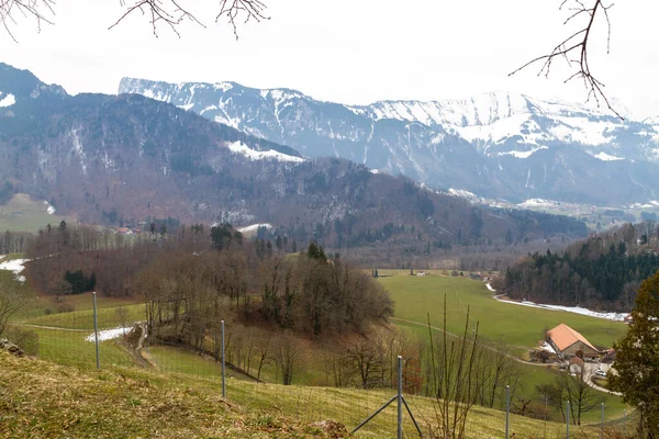 Szenische Ansicht Der Alpinen Landschaft Der Region Gruyere Der Schweiz — Stockfoto