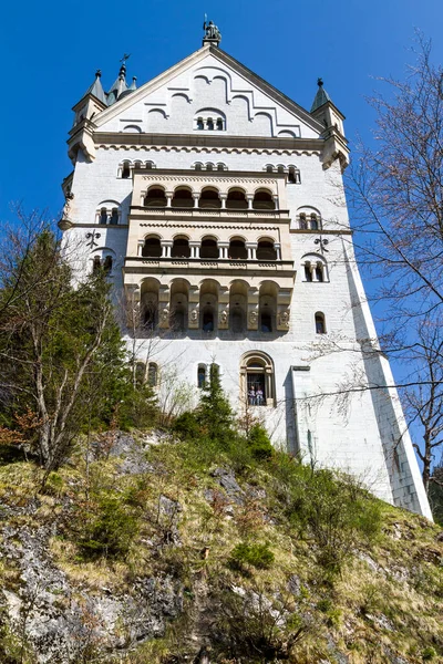 Zamek Neuschwanstein Pokazujący Szczegóły Architektury Dziedzińca — Zdjęcie stockowe
