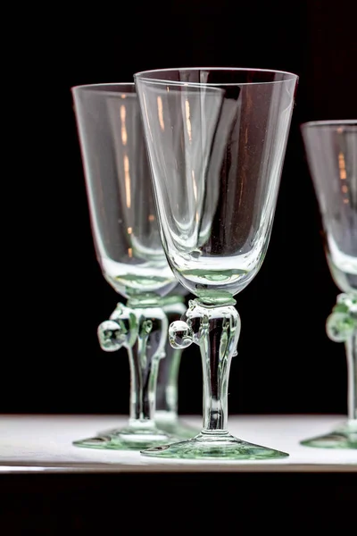 Closeup Luxurious Crystal Glasses Plain Background — Stock Photo, Image