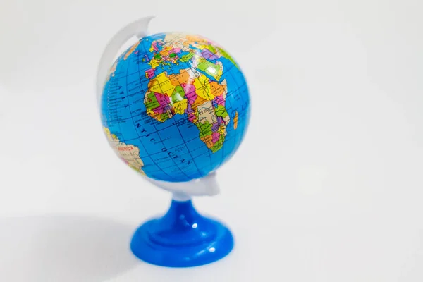 Close Still Life Colorful Miniature Toy Globe Stand Focus Africa — Stock Photo, Image