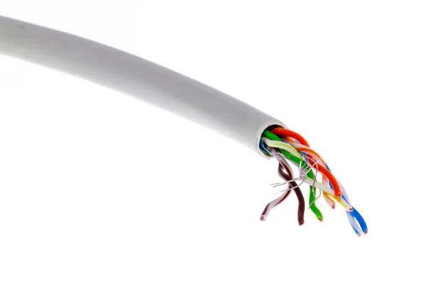 Kabel Ethernet Ftp Dibongkar Latar Belakang Putih — Stok Foto