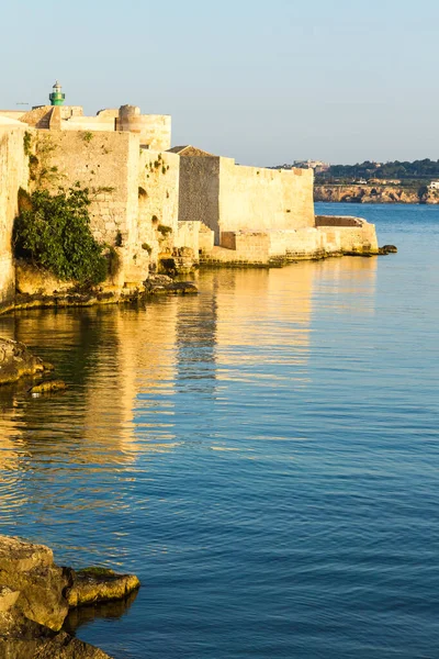 Fortress Wall Shoreline Castello Maniace Syracuse Sicily — Stock Photo, Image