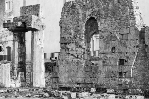 Świątynia Apolla Syrakuzach Sycylia Włochy — Zdjęcie stockowe