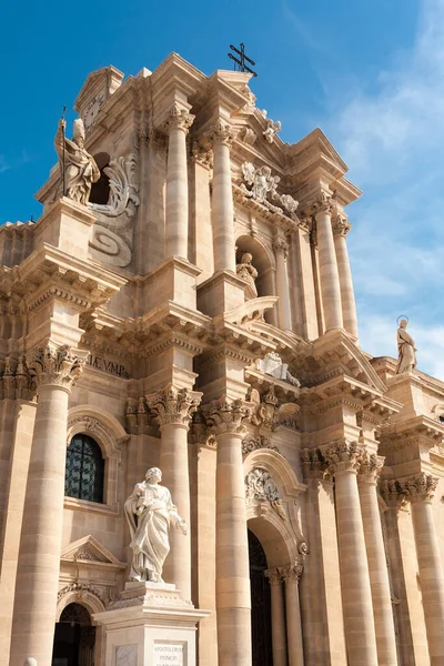 Прекрасний Вид Архітектуру Головної Соборної Церкви Центрі Міста Сіракуза Італії — стокове фото