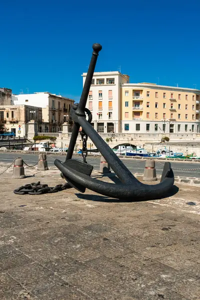 Old Iron Anchor Port Siracusa — Stock Photo, Image