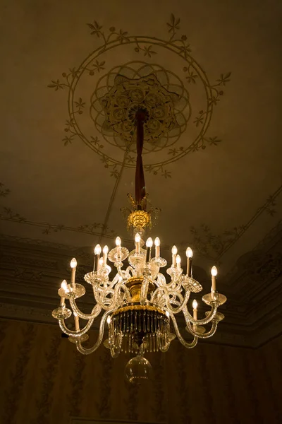 Illuminated Chandelier Hanging Ceiling Indoors Royalty Free Stock Images