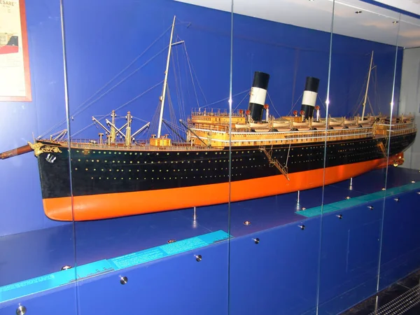 Модельный Корабль Caio Duilio Музее Моря Генуе Италия — стоковое фото