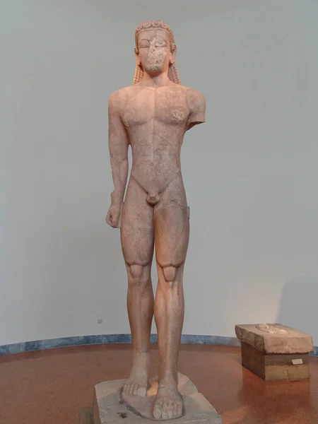 Starověká Socha Stojící Postavy Uvnitř Muzea Řecku — Stock fotografie