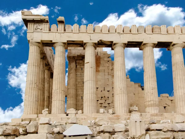 Side View Columns Parthenon Temple Sanctuary Athena Parthenos Greece — Stock Photo, Image