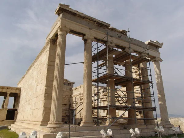 Temple Athena Parthenos Parthenon Now Ruin Lying Atop Acropolis Athens — Stock Photo, Image