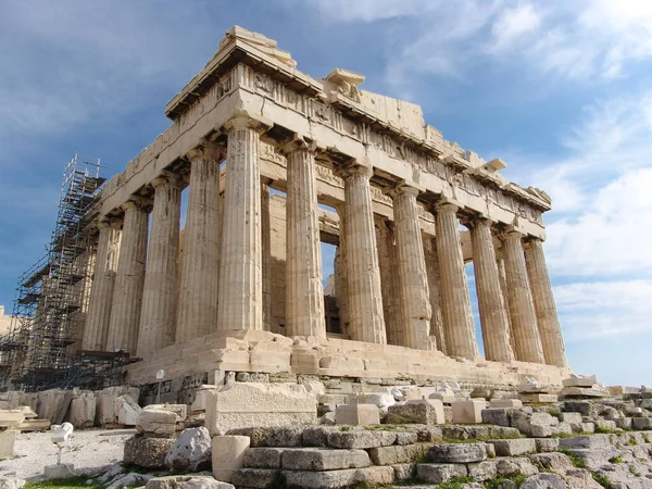 Зовнішні Архітектурні Деталі Будівлі Парфенона Афінський Акрополь Афіни Греція — стокове фото