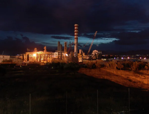 Idrogen Plant Refinery Construction Night — Stock Photo, Image
