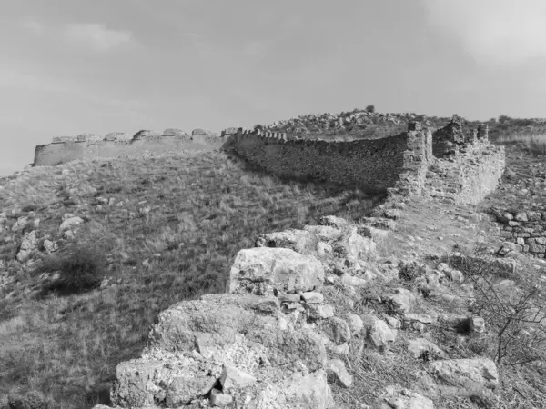 Vista Panorâmica Das Ruínas Antigas Corinto Grécia — Fotografia de Stock