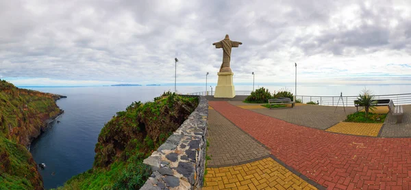 Funchal Madeira Portugal Січня 2021 Статуя Короля Христа Католицький Пам — стокове фото