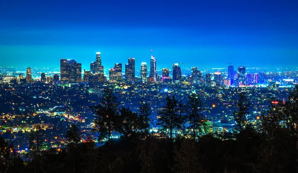 Skyline Von Los Angeles Bei Nacht Vom Griffith Park Aus — Stockfoto