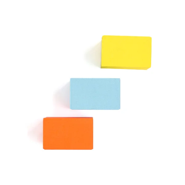 Kolorowe Pudełka Białym Tle Pomarańczowy Niebieski Żółty Miejsce Tekst Logo — Zdjęcie stockowe
