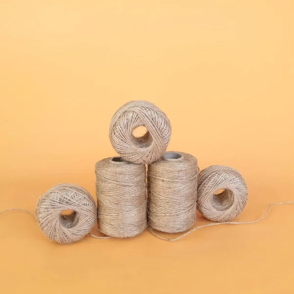 Silica thread, cord. Place for logo and text. The concept of needlework, creativity, materials. High quality photo