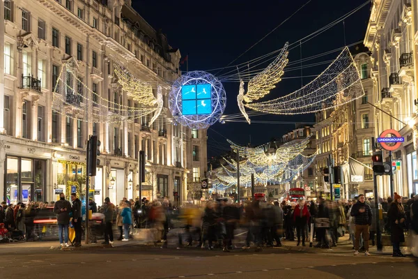 London 10Th December 2022 View Regent Street London Christmas Night — Stock Photo, Image