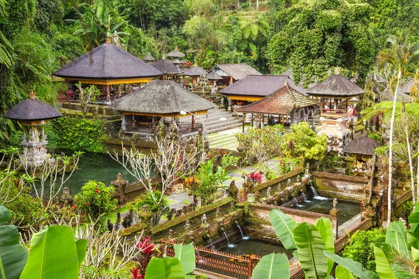Pura Tirta Empul Ubud Bali的水寺 的高瞻远瞩 图库照片