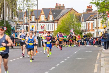 LONDON, UK - 21ST APRIL 2024: Runners in the London Marathon 2024 men's elite clipart