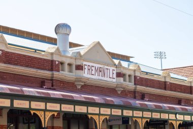 FREMANTLE, AUSTRALIA - 13TH OCT 2024: The outside of Fremantle Market showing a closeup to the sign clipart