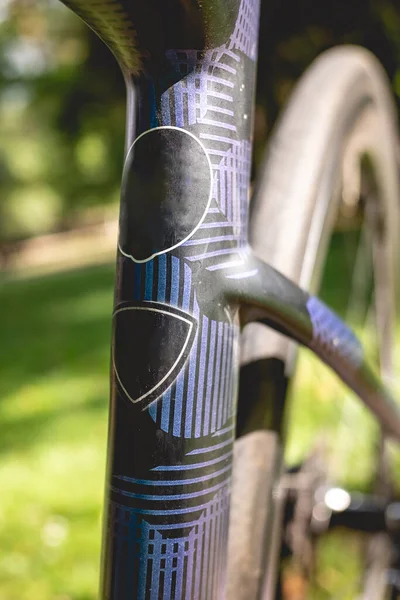 Details Des Rahmens Eines Profi Fahrrads Park Einem Sonnigen Tag — Stockfoto