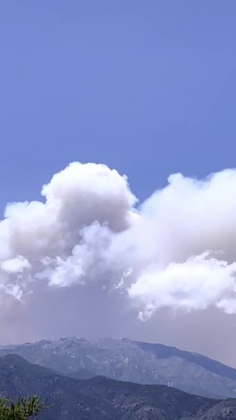 Veduta Panoramica Vasto Fumo Che Sale Nel Cielo Blu Sulle — Video Stock