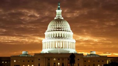 ABD Kongre Binası (Capitol Hill) gün batımında, DC USA