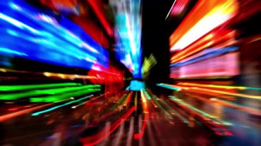 Gece Times Meydanı, NYC 'de hafif yol ve zoom bulanıklığı