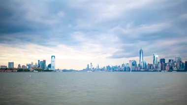 The Lower Manhattan New York City gün batımında ufuk çizgileri, New York, ABD