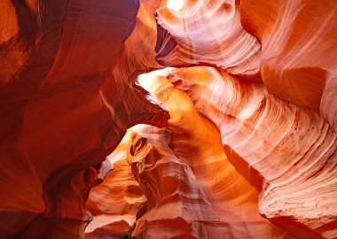 Yukarı Antilop Kanyonu, Arizona, ABD 'de kum taşı duvarlar, kanyonlar ve doku.