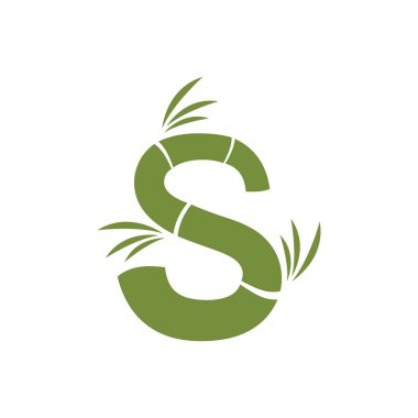 İlk harf logo vektör düz dizaynlı bambu