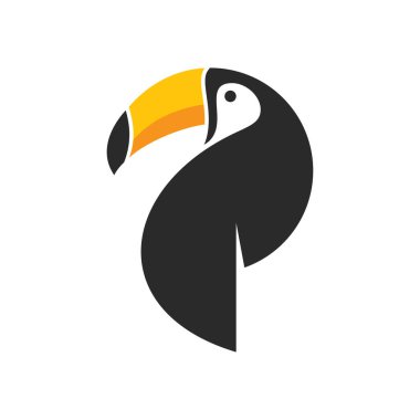 Toucan logo illüstrasyon vektör düz tasarım şablonu