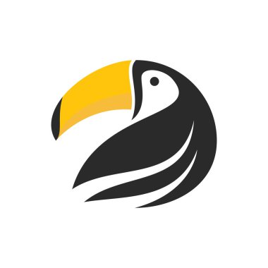 Toucan logo illüstrasyon vektör düz tasarım şablonu