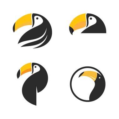 Toucan logo illüstrasyon vektör düz tasarım şablonu