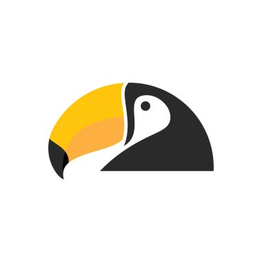 Toucan logo illüstrasyon vektör düz tasarım şablonu