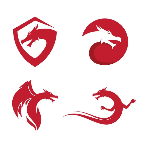 Dragão Logotipo Modelo Vetor Ilustração Plana Design —  Vetores de Stock