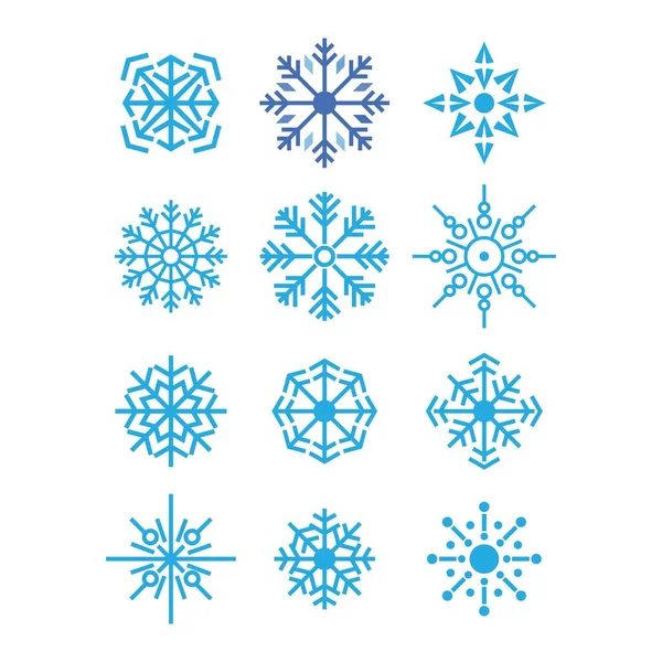 Snöflingor Ikon Och Symbol Ilustration Vektor Platt Design Mall — Stock vektor