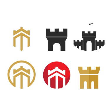 Castle logo vektör düz tasarım şablonu 10