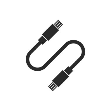 USB veri transferi, kablo simgesi logo şablonu düz tasarım