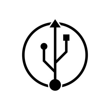 USB veri transferi, kablo simgesi logo şablonu düz tasarım